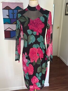 VTG Y2K Alexa B Nites Long Sleeve Mesh Dress